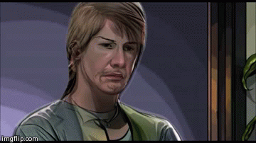 Image description A gif from the animated movie A Scanner Darkly. The image depicts a medium close up of a person, but their features are a scrambled mix of features of different people with different features, quickly fading in and out of each other, effectively giving relative anonymity to the actual person beneath this scramble suit because they are impossible to visually identify. End image description.
